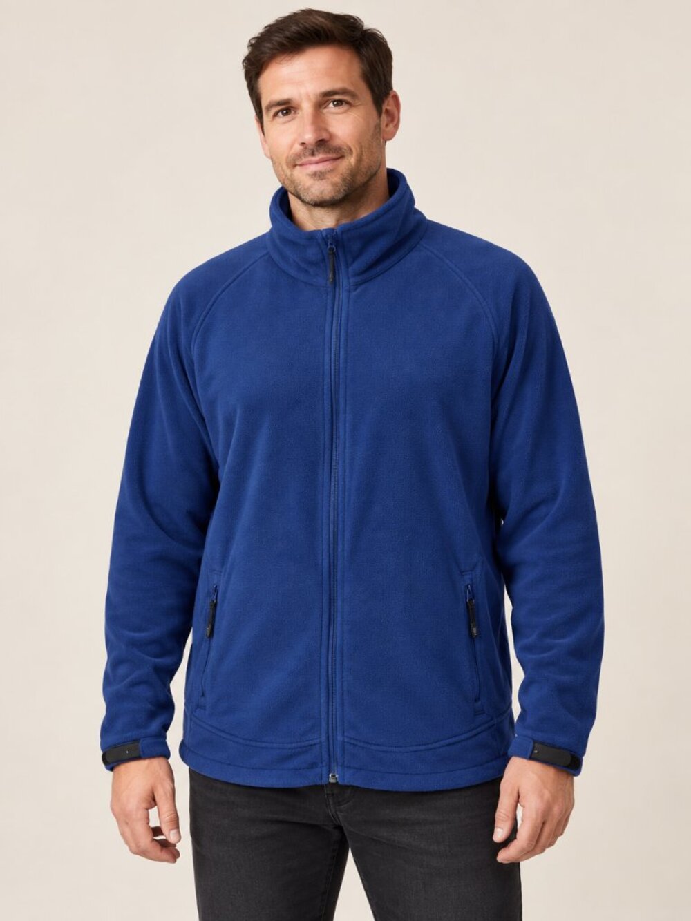 Lands’ End Men’s XL Blue Full Zip Fleece Jacket Stand Collar Athleisure